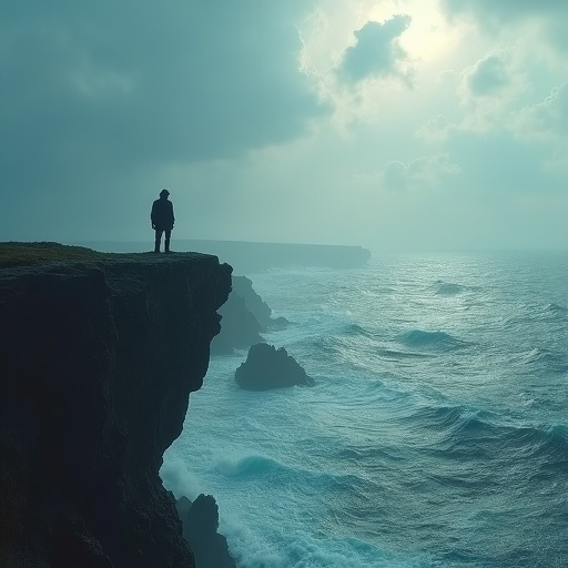 A Solitary Figure Faces the Storm