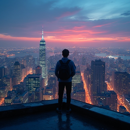 A Moment of Solitude Amidst the City Lights