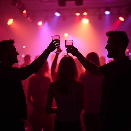 Silhouettes of Celebration: A Toast in the Warm Glow