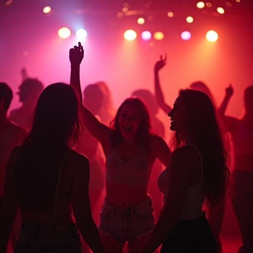 Silhouettes of Joy: Dancing Under the Neon Glow