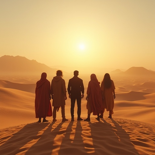 Silhouettes of Hope in the Desert Sunrise