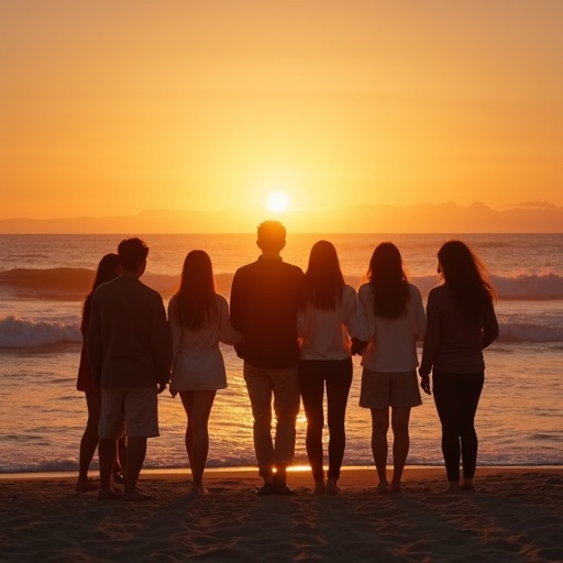 Silhouettes of Friendship Against a Golden Sunset