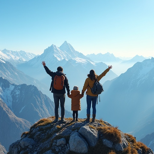 A Family’s Moment of Joy and Wonder on a Majestic Mountaintop