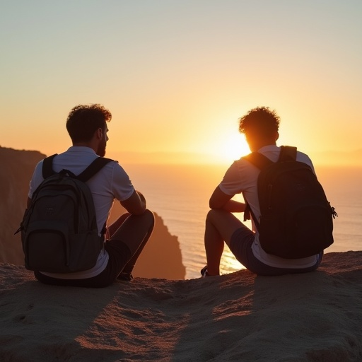 Silhouetted Serenity: A Sunset Moment on the Cliff