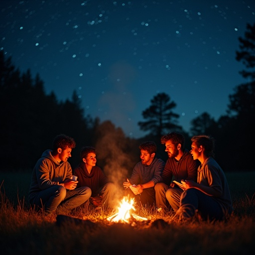 Campfire Under the Stars: A Cozy Night with Friends