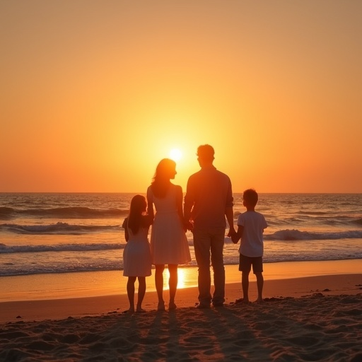 Silhouettes of Hope: A Family United Against the Sunset