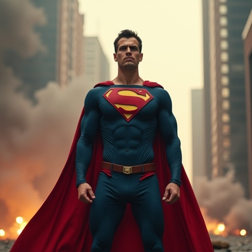 Superman: A Lone Figure Against the Cityscape