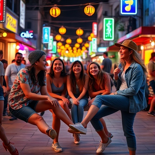 City Lights, City Smiles: Friends Capture the Vibrant Energy