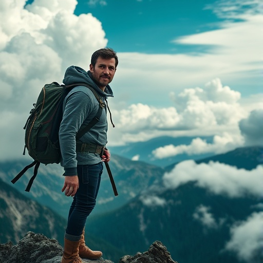 Contemplating the Vastness: A Man on a Mountain Peak