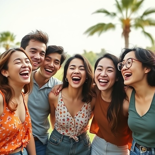 Laughter and Joy in the Park: Friends Share a Moment of Unbridled Happiness