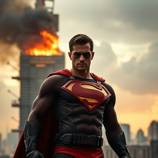 Superman Stands Tall, Ready to Face the Flames