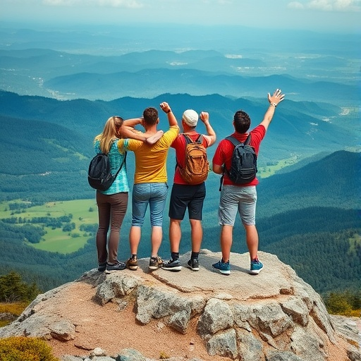 Summit Success: Friends Celebrate a Breathtaking View