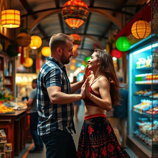 A Dance of Love in a Vibrant Marketplace