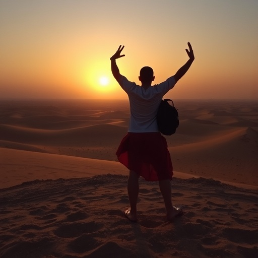 Silhouette of Hope: A Moment of Freedom in the Desert Sunset