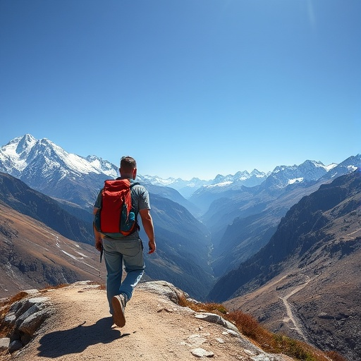 A Solitary Figure Against the Majestic Peaks