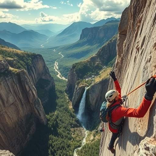 Precarious Perch: Climber Defies Gravity on a Majestic Cliffside