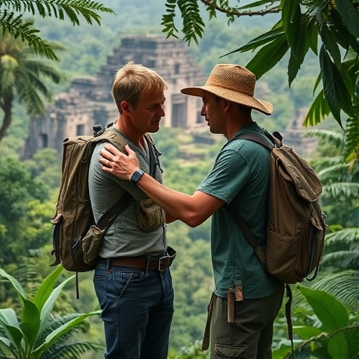 Two Travelers Share a Moment of Contemplation in the Jungle