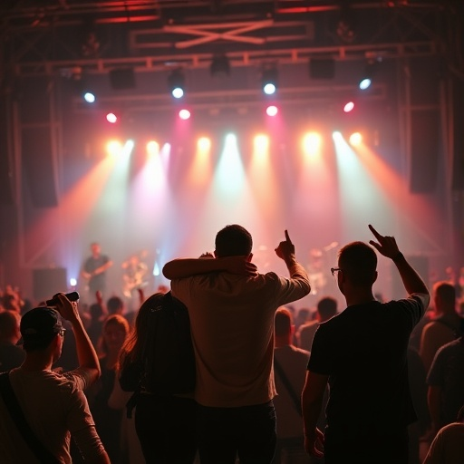 Lost in the Music: Silhouettes and Spotlight at a Vibrant Concert