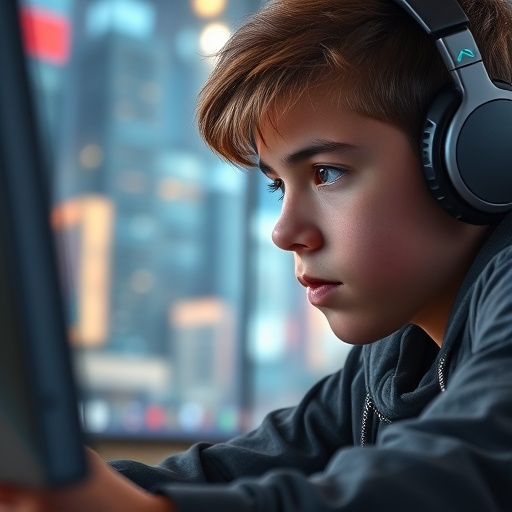 Lost in the Digital World: A Boy’s Moment of Focus