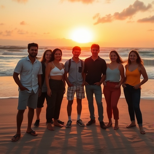 Golden Hour Friendships: A Sunset Beach Pose