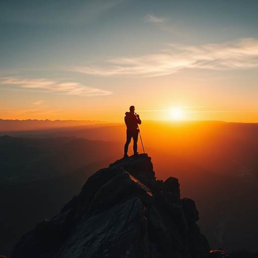 Silhouetted Against the Sunset: A Hiker’s Moment of Triumph