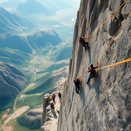 Conquering the Peaks: Climbers Defy Gravity in Majestic Mountain Range