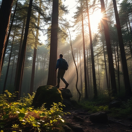 Lost in the Sun-Dappled Forest: A Hiker’s Tranquil Journey