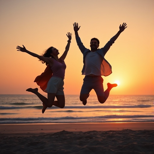 Silhouettes of Love Against the Setting Sun