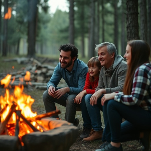 Campfire Gathering: Warmth, Friendship, and Forest Tranquility