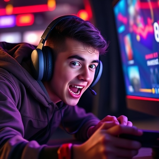 Lost in the Neon Glow: A Gamer’s Intense Focus