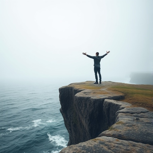 Lost in the Mist: A Moment of Solitude on the Clifftop