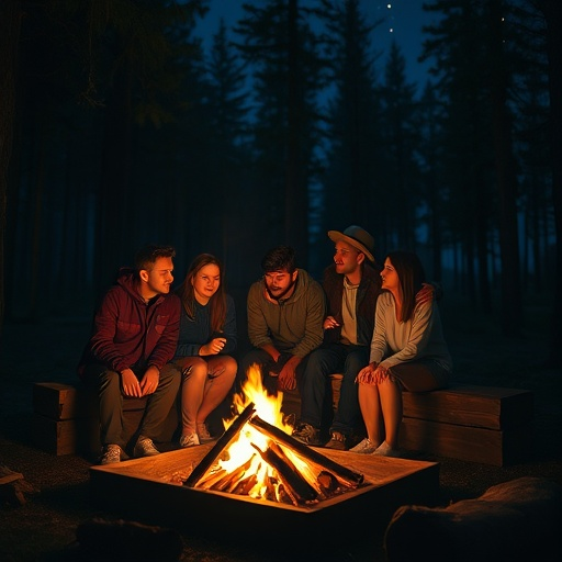 Campfire Cozy: Friends Gather Around the Flames