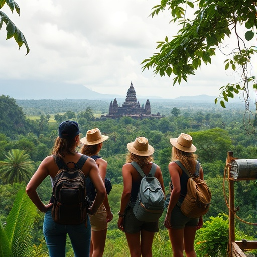 Contemplating the Horizon: Friends Find Tranquility at a Distinctive Temple