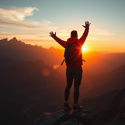 Silhouetted Against the Sunset: A Moment of Triumph and Hope