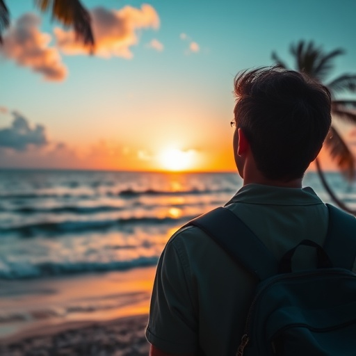 Silhouettes of Hope: A Solitary Figure Welcomes the Sunset