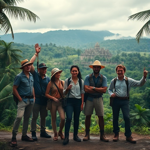 Friends Explore Ancient Wonders with Joyful Smiles