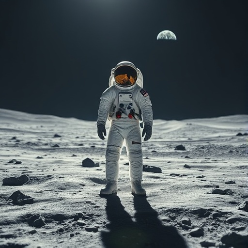 A Lone Astronaut’s Hopeful Journey on the Moon