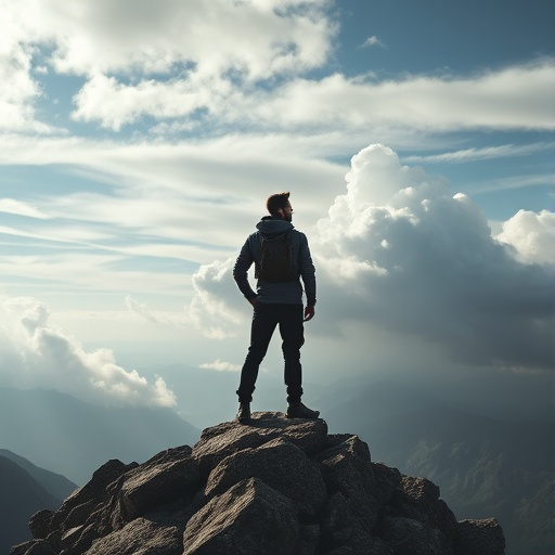 Silhouetted Solitude: A Moment of Contemplation on the Mountaintop