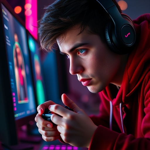 Lost in the Glow: A Gamer’s Intense Focus