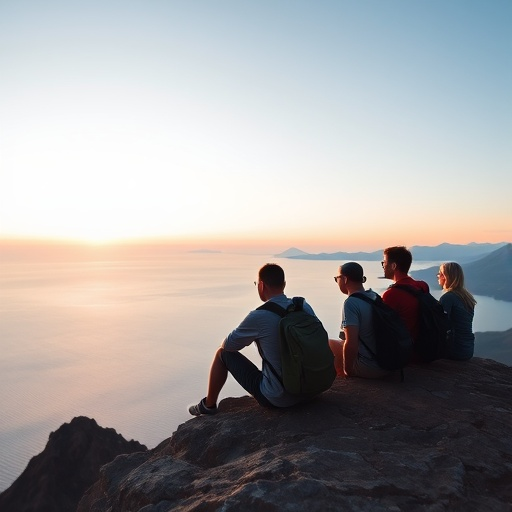 Silhouettes of Serenity: A Sunset Moment on the Cliff