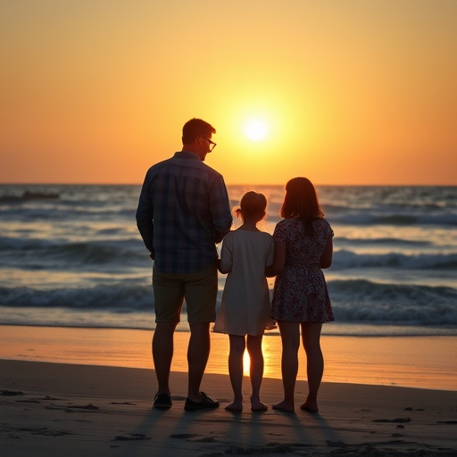 Silhouettes of Love: A Family’s Sunset Embrace