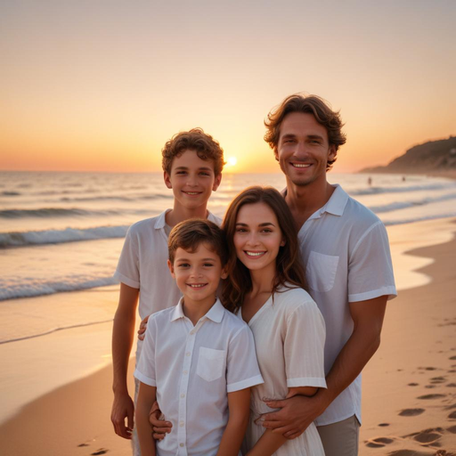 Sunset Smiles: A Family’s Beachside Joy