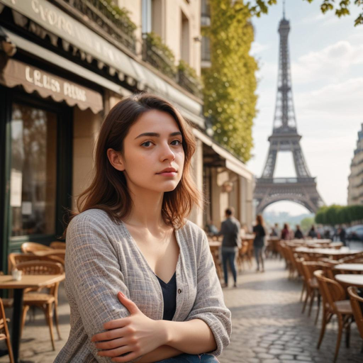 Parisian Dreams: A Moment of Longing at the Foot of the Eiffel Tower