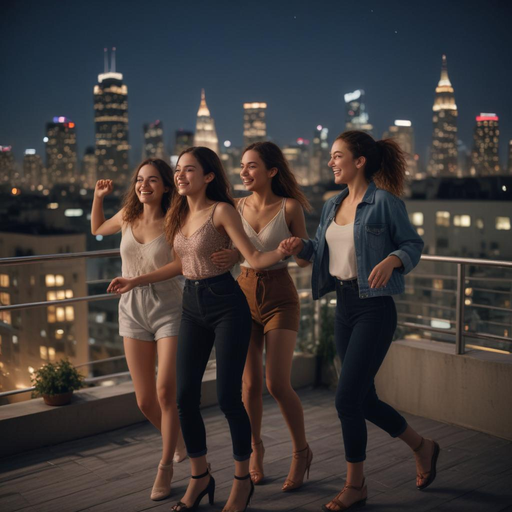 City Lights, Bright Smiles: Friendship Shines on a Rooftop