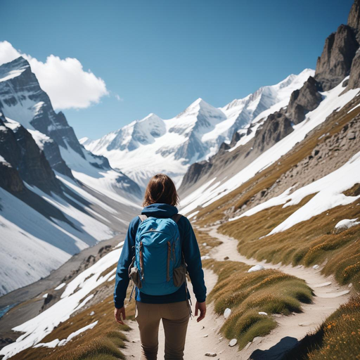 A Hiker’s Journey Through a Snowy Mountain Valley