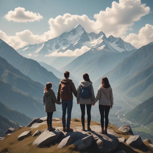 A Family’s Moment of Serenity on a Majestic Mountaintop