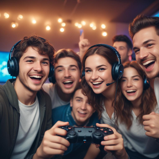 Friends Celebrate Victory with Joyful Gaming Session