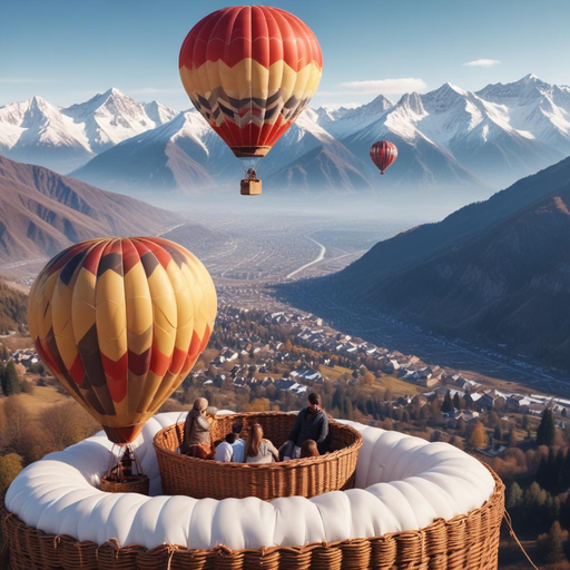 Soaring Serenity: A Hot Air Balloon Ride Over Majestic Mountains