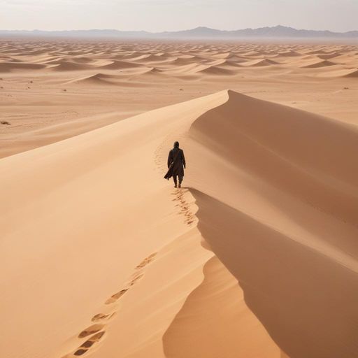 Lost in the Vastness: A Solitary Figure Conquers the Desert