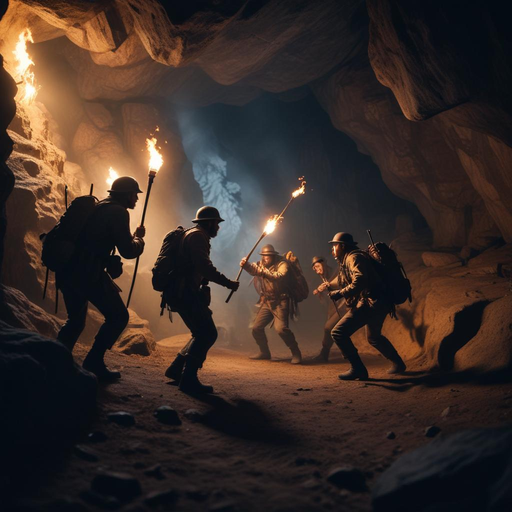 Shadows and Secrets: Soldiers Navigate a Mysterious Cave